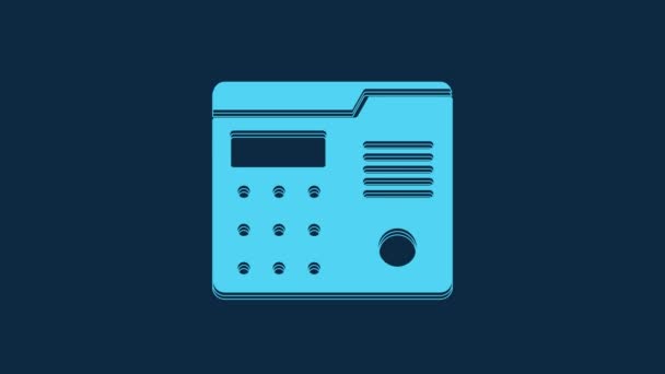 Blue House Intercom System Icon Isolated Blue Background Video Motion — Stock Video