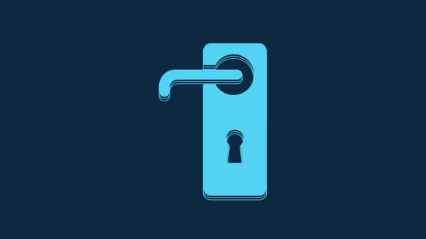 Blue Door Handle Icon Isolated Blue Background Door Lock Sign — Stockvideo