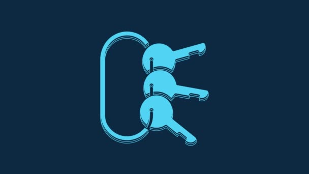 Blue Bunch Keys Icon Isolated Blue Background Video Motion Graphic — Stock Video
