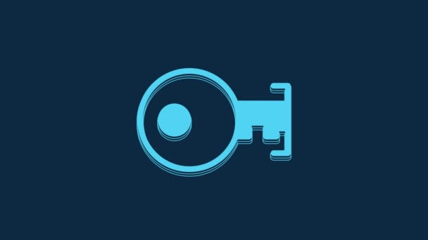 Blue Key Icon Isolated Blue Background Video Motion Graphic Animation — Vídeo de stock