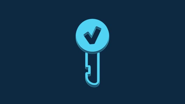 Blue Key Icon Isolated Blue Background Video Motion Graphic Animation — Video Stock