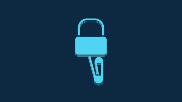 Blue Lockpicks Lock Picks Lock Picking Icon Isolated Blue Background — Vídeos de Stock
