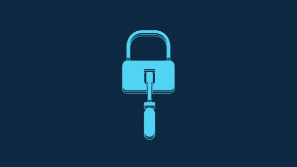 Blue Lockpicks Lock Picks Lock Picking Icon Isolated Blue Background — Stockvideo