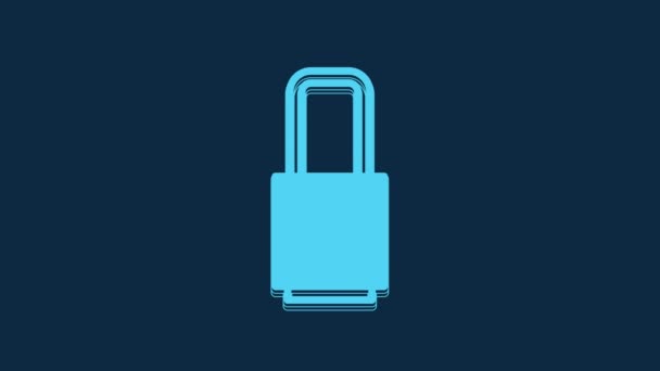 Blue Lock Icon Isolated Blue Background Padlock Sign Security Safety — Vídeo de Stock