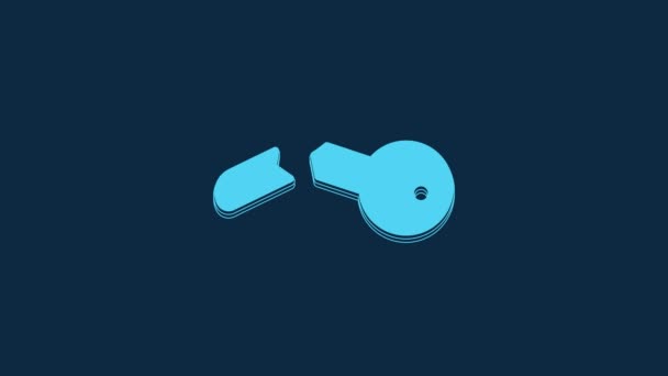 Blue Broken Key Icon Isoliert Auf Blauem Hintergrund Video Motion — Stockvideo