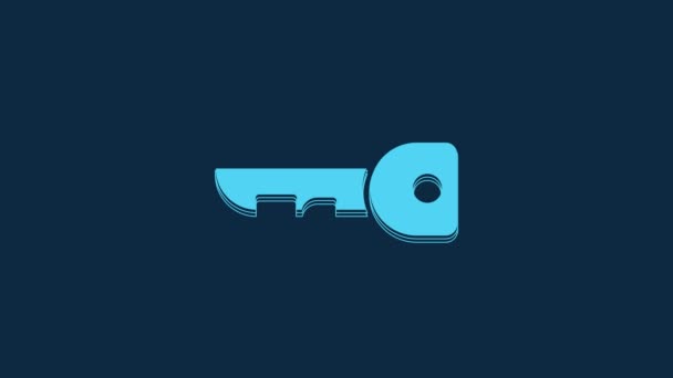 Blue Key Icon Isolated Blue Background Video Motion Graphic Animation — Video Stock
