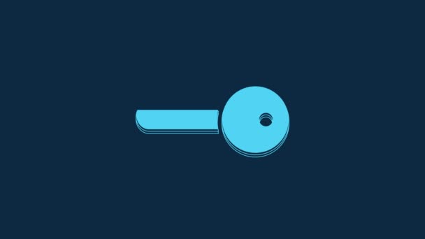 Blue Key Icon Isolated Blue Background Video Motion Graphic Animation — Vídeo de stock
