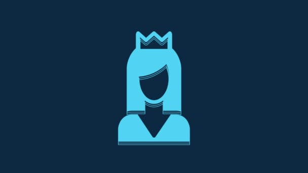 Kék Hercegnő Ikon Elszigetelt Kék Háttérrel Videó Mozgás Grafikus Animáció — Stock videók