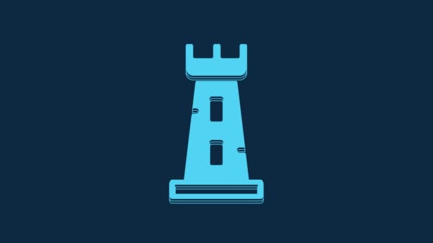 Ikona Věže Blue Castle Modrém Pozadí Značka Pevnosti Grafická Animace — Stock video