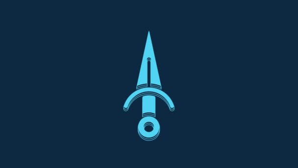 Blue Dagger Icon Isolated Blue Background Knife Icon Sword Sharp — Stockvideo