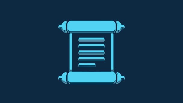 Blue Decree Paper Parchment Scroll Icon Icon Isolated Blue Background — Vídeo de Stock