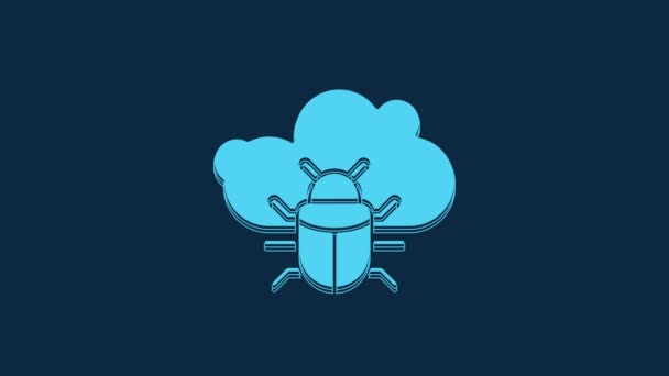 Blauwe Systeembug Een Wolkenpictogram Geïsoleerd Blauwe Achtergrond Cloud Computing Ontwerp — Stockvideo
