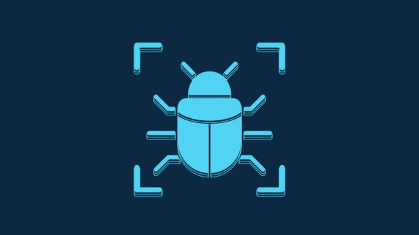 Blue System Bug Concept Icon Isolated Blue Background Code Bug — Video Stock