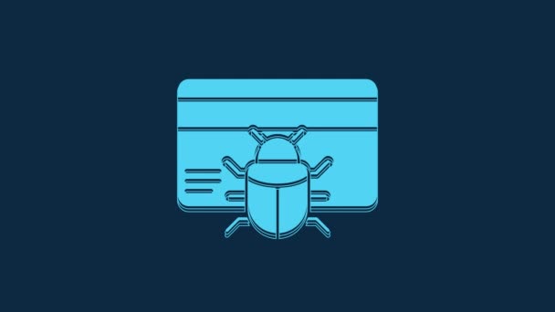 Modrý Systém Chyba Ikoně Kreditní Karty Izolované Modrém Pozadí Koncept — Stock video