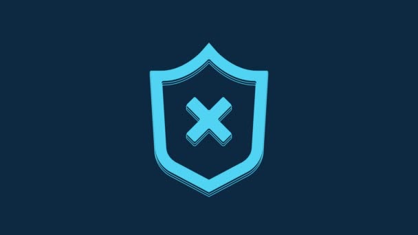 Escudo Azul Com Ícone Marca Cruzada Isolado Fundo Azul Escudo — Vídeo de Stock
