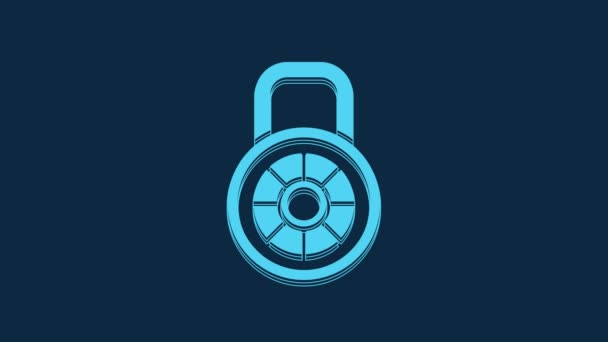 Blue Safe Combination Lock Icon Isolated Blue Background Combination Padlock — Stockvideo