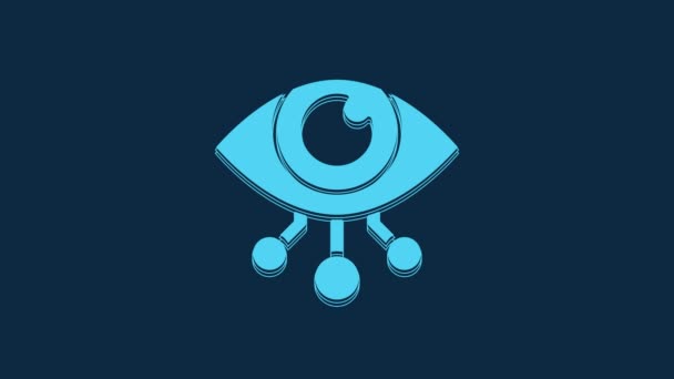 Blue Eye Scan Icon Isolated Blue Background Scanning Eye Security — Vídeo de Stock
