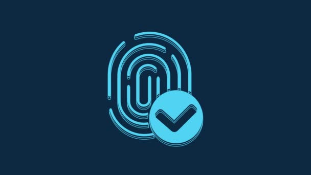 Blue Fingerprint Icon Isolated Blue Background App Icon Identification Sign — Stock Video