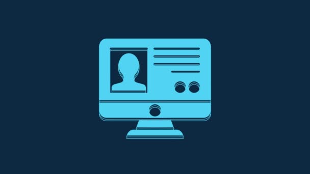 Blue Create Account Screen Icon Isolated Blue Background Video Motion — Stockvideo