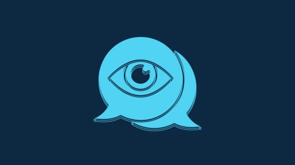 Blue Eye Scan Icon Isolated Blue Background Scanning Eye Security — Stockvideo