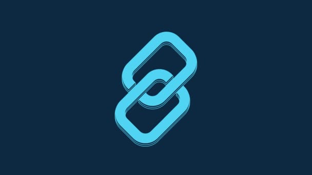 Blue Chain Link Icon Isolated Blue Background Link Single Hyperlink — 图库视频影像