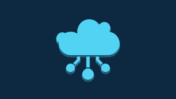 Blue Internet Things Icon Isolated Blue Background Cloud Computing Design — 图库视频影像