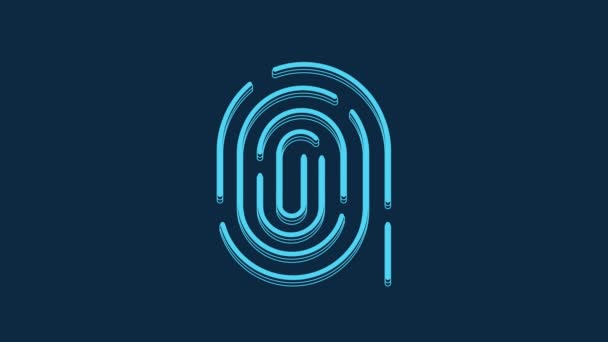 Blue Fingerprint Icon Isolated Blue Background App Icon Identification Sign — Wideo stockowe