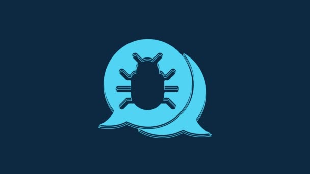 Blue System Bug Concept Icon Isolated Blue Background Code Bug — Vídeo de stock