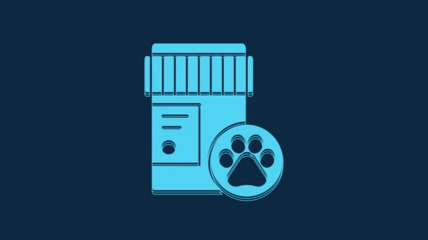 Blue Dog Medicine Bottle Icon Isolated Blue Background Container Pills — Αρχείο Βίντεο