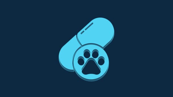 Modrý Pes Pilulka Ikona Izolované Modrém Pozadí Lék Předpis Pro — Stock video