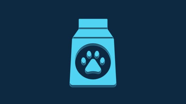 Blue Bag Food Dog Icon Isolated Blue Background Dog Cat — 비디오