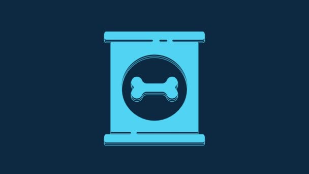 Blue Canned Food Icon Isolated Blue Background Food Animals Pet — 비디오