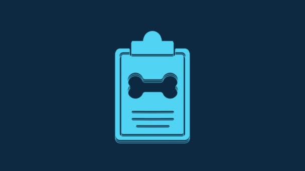 Blue Clipboard Medical Clinical Record Pet Icon Isolated Blue Background — стоковое видео
