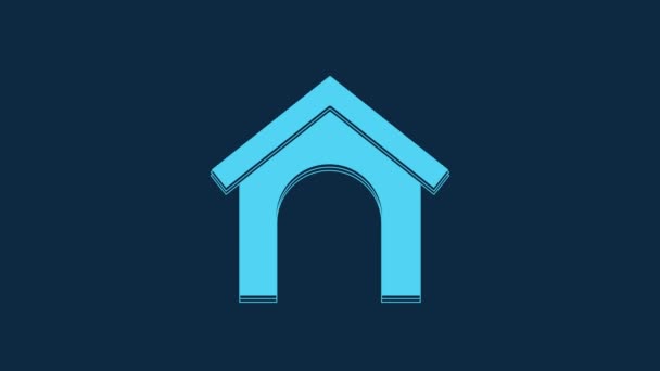 Blue Dog House Icon Isolated Blue Background Dog Kennel Video — Wideo stockowe