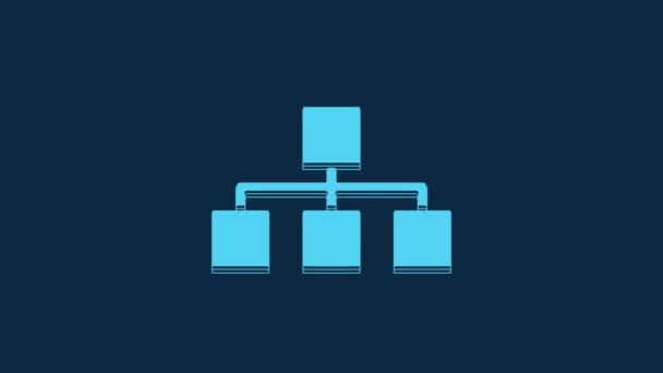 蓝色商业层次结构结构图在蓝色背景下孤立的信息图形图标 企业组织结构图形要素 4K视频运动图形动画 — 图库视频影像