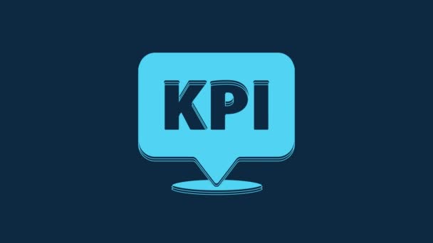 Azul Kpi Ícone Indicador Desempenho Chave Isolado Fundo Azul Animação — Vídeo de Stock