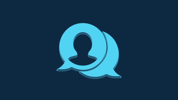 Ікона Blue Speech Bubble Chat Ізольована Синьому Фоні Ікона Повідомлення — стокове відео
