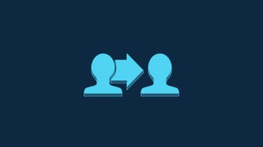 Blue Project team base icon isolated on blue background. Business analysis and planning, consulting, team work, project management. 4K Video motion graphic animation.