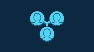 Blue Project team base icon isolated on blue background. Business analysis and planning, consulting, team work, project management. 4K Video motion graphic animation.