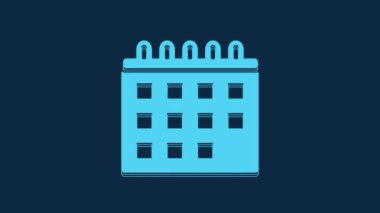 Blue Calendar icon isolated on blue background. Event reminder symbol. 4K Video motion graphic animation.