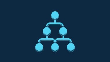 Blue Business hierarchy organogram chart infographics icon isolated on blue background. Corporate organizational structure graphic elements. 4K Video motion graphic animation.