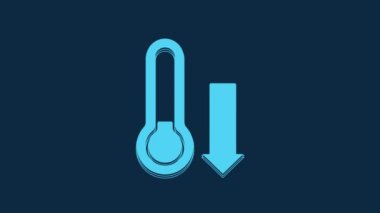 Blue Meteorology thermometer measuring icon isolated on blue background. Thermometer equipment showing hot or cold weather. 4K Video motion graphic animation.