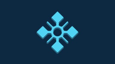 Blue Snowflake icon isolated on blue background. 4K Video motion graphic animation.