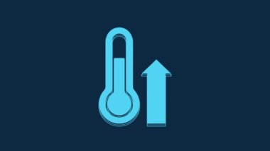 Blue Meteorology thermometer measuring icon isolated on blue background. Thermometer equipment showing hot or cold weather. 4K Video motion graphic animation.