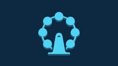 Mavi Londra göz simgesi mavi arkaplanda izole edildi. Göz Londra İngiltere Avrupa kültürünün simgesi. 4K Video hareketli grafik canlandırması.