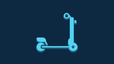 Blue Scooter icon isolated on blue background. 4K Video motion graphic animation.