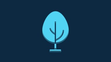 Blue Tree icon isolated on blue background. Forest symbol. 4K Video motion graphic animation.