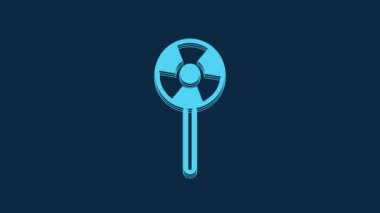 Blue Lollipop icon isolated on blue background. Candy sign. Food, delicious symbol. 4K Video motion graphic animation.