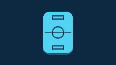 Mavi hokey masası simgesi mavi arkaplanda izole edildi. 4K Video hareketli grafik canlandırması.