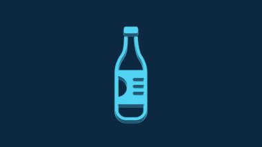 Blue Bottle of water icon isolated on blue background. Soda aqua drink sign. 4K Video motion graphic animation.